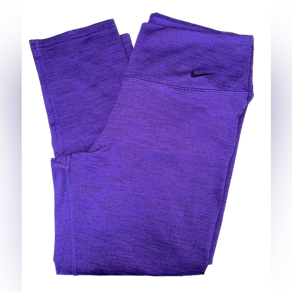 Nike dri fit cropped running leggings small deep purple